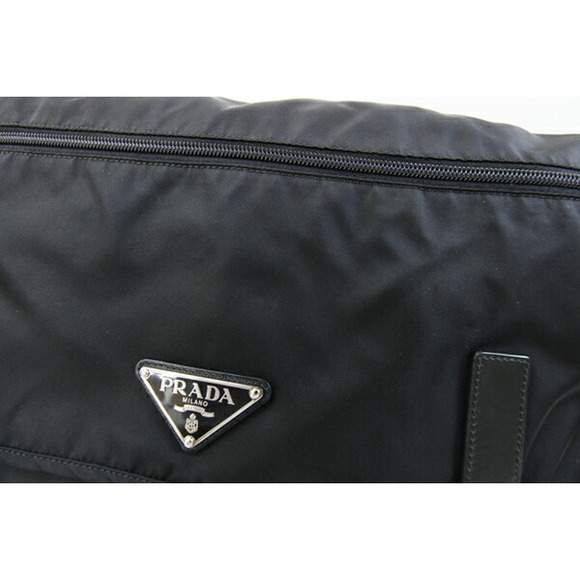 Prada Shoulder Bag Black Nylon Leather Crossbody Messenger Logo - Picture 6 of 10